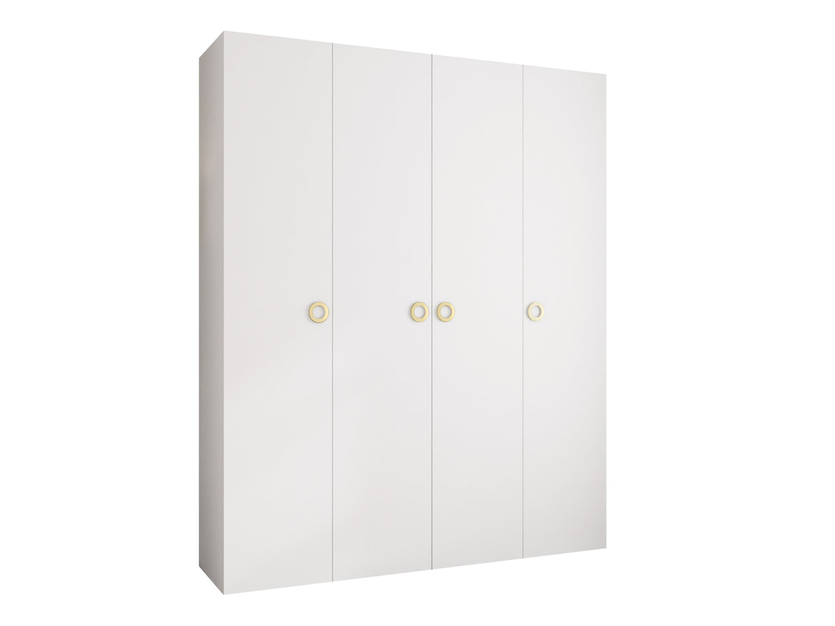 Gardróbszekrény Szafa COMO 1 170/180/190/200 (gł.42.52), Szín: Fehér, Fogantyú színe: Aranysárga, Fiókok: Igen, Szélesség: 200 cm, Mélység: 52 cm