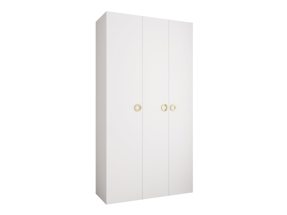 Gardróbszekrény Szafa COMO 1 120/130/140/150/160 (gł.42/52), Szín: Fehér, Fogantyú színe: Aranysárga, Fiókok: Igen, Szélesség: 130 cm, Mélység: 42 cm