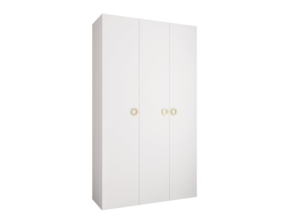Gardróbszekrény Szafa COMO 1 120/130/140/150/160 (gł.42/52), Szín: Fehér, Fogantyú színe: Aranysárga, Fiókok: Igen, Szélesség: 140 cm, Mélység: 52 cm
