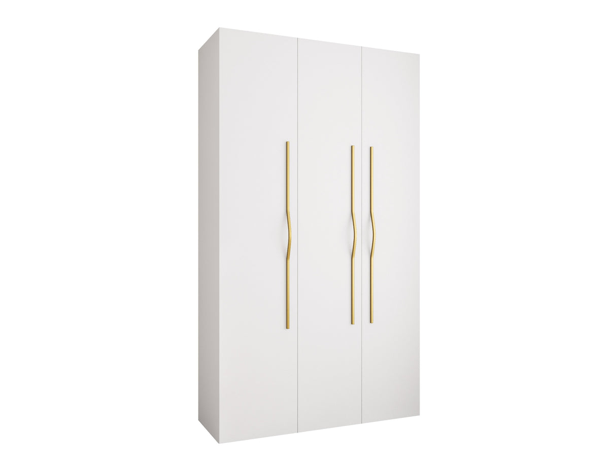 Gardróbszekrény Szafa COMO 2 120/130/140/150/160 (gł.40/50), Szín: Fehér, Fogantyú színe: Aranysárga, Fiókok: Igen, Szélesség: 140 cm, Mélység: 52 cm