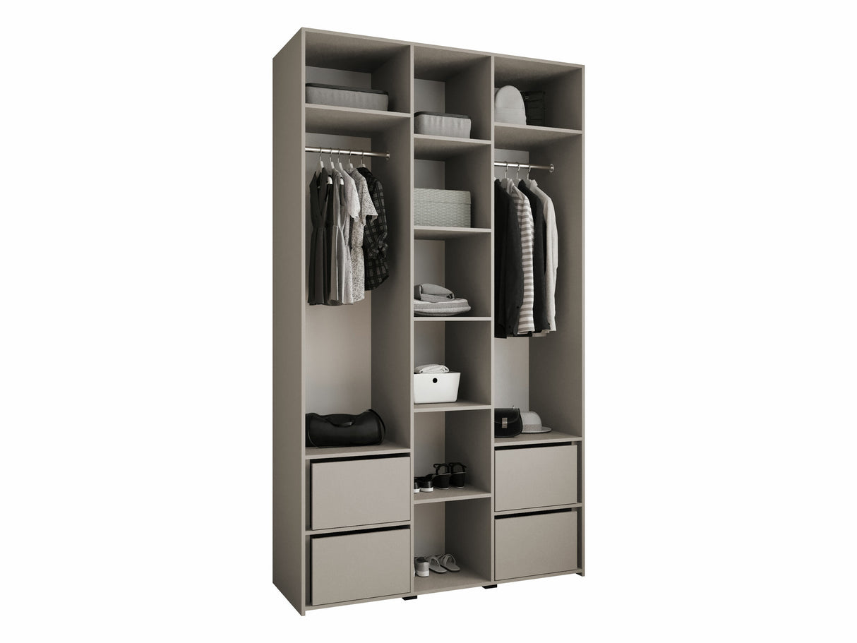 Gardróbszekrény Szafa COMO 2 120/130/140/150/160 (gł.40/50), Szín: Fehér, Fogantyú színe: Aranysárga, Fiókok: Igen, Szélesség: 140 cm, Mélység: 52 cm