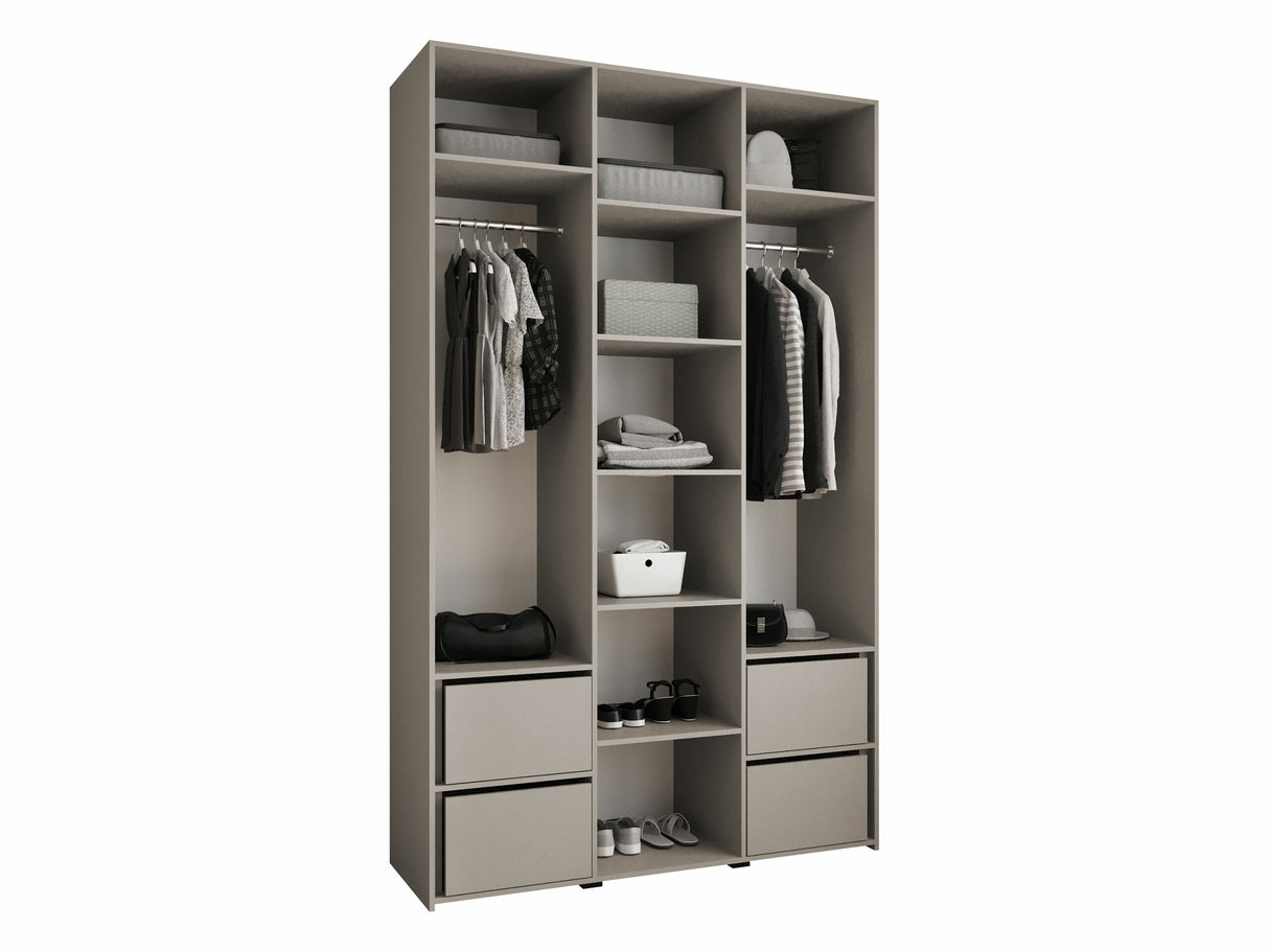 Gardróbszekrény Szafa COMO 2 120/130/140/150/160 (gł.40/50), Szín: Fehér, Fogantyú színe: Aranysárga, Fiókok: Igen, Szélesség: 150 cm, Mélység: 52 cm