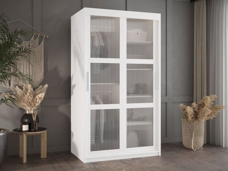 Gardróbszekrény Szafa 100 FLUTES, Szín: Fehér, Fiókok: Igen, Szélesség: 100 cm, Led világítás: Nem