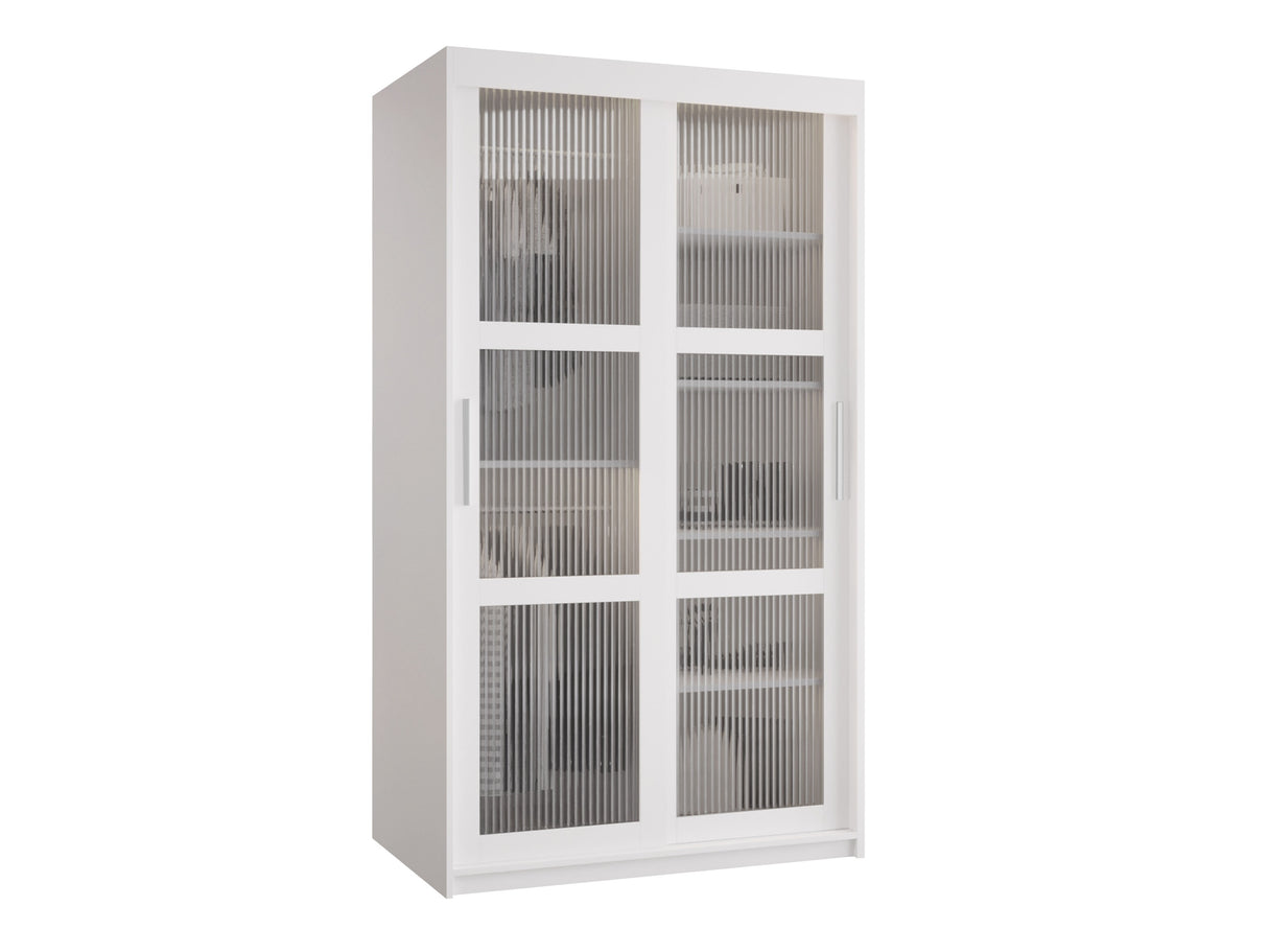 Gardróbszekrény Szafa 100 FLUTES, Szín: Fehér, Fiókok: Nem, Szélesség: 100 cm, Led világítás: Nem