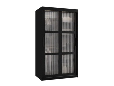 Gardróbszekrény Szafa 100 FLUTES, Szín: Fekete, Fiókok: Nem, Szélesség: 100 cm, Led világítás: Nem