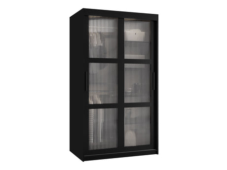 Gardróbszekrény Szafa 100 FLUTES, Szín: Fekete, Fiókok: Igen, Szélesség: 100 cm, Led világítás: Nem