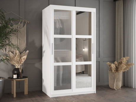 Gardróbszekrény Szafa 100 FLUTES 2, Szín: Fehér, Fiókok: Nem, Szélesség: 100 cm, Led világítás: Nem