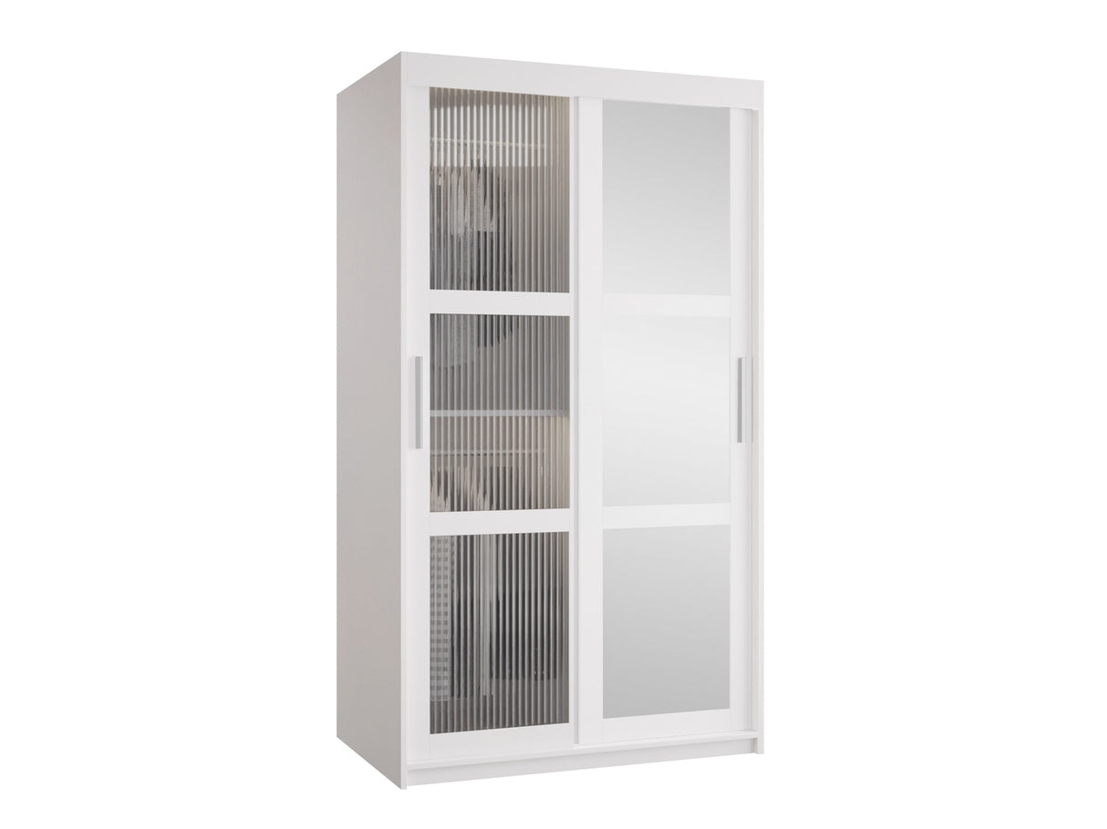 Gardróbszekrény Szafa 100 FLUTES 2, Szín: Fehér, Fiókok: Nem, Szélesség: 100 cm, Led világítás: Nem