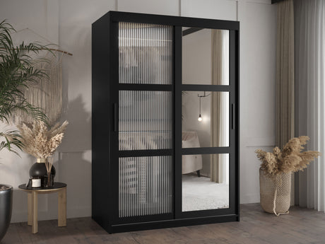 Gardróbszekrény Szafa 100 FLUTES 2, Szín: Fekete, Fiókok: Igen, Szélesség: 120 cm, Led világítás: Nem