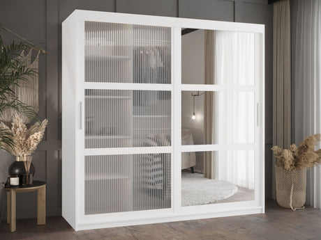 Gardróbszekrény Szafa 100 FLUTES 2, Szín: Fehér, Fiókok: Nem, Szélesség: 180 cm, Led világítás: Nem