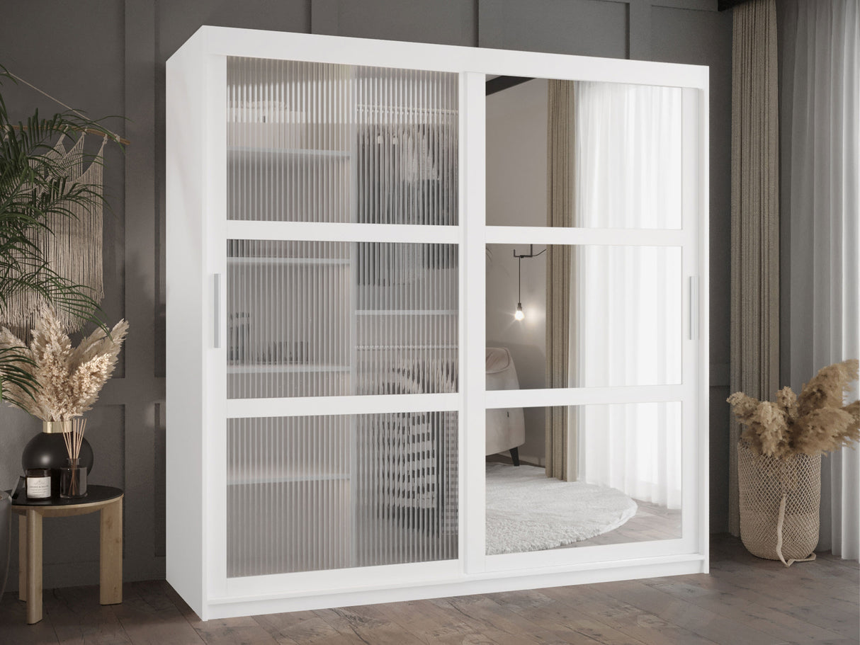 Gardróbszekrény Szafa 100 FLUTES 2, Szín: Fehér, Fiókok: Igen, Szélesség: 180 cm, Led világítás: Nem