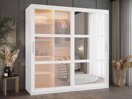 Gardróbszekrény Szafa 100 FLUTES 2, Szín: Fehér, Fiókok: Nem, Szélesség: 180 cm, Led világítás: Igen