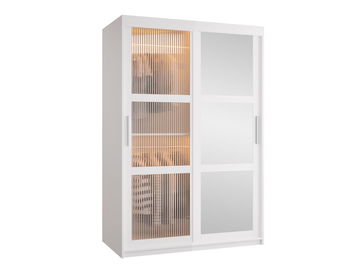 Gardróbszekrény Szafa 100 FLUTES 2, Szín: Fehér, Fiókok: Nem, Szélesség: 120 cm, Led világítás: Igen
