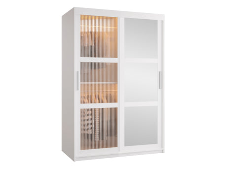 Gardróbszekrény Szafa 100 FLUTES 2, Szín: Fehér, Fiókok: Igen, Szélesség: 120 cm, Led világítás: Igen