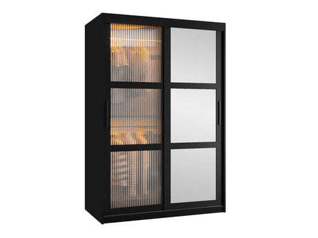 Gardróbszekrény Szafa 100 FLUTES 2, Szín: Fekete, Fiókok: Nem, Szélesség: 120 cm, Led világítás: Igen