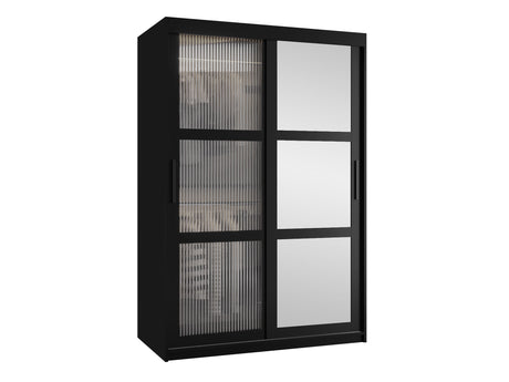 Gardróbszekrény Szafa 100 FLUTES 2, Szín: Fekete, Fiókok: Igen, Szélesség: 120 cm, Led világítás: Nem