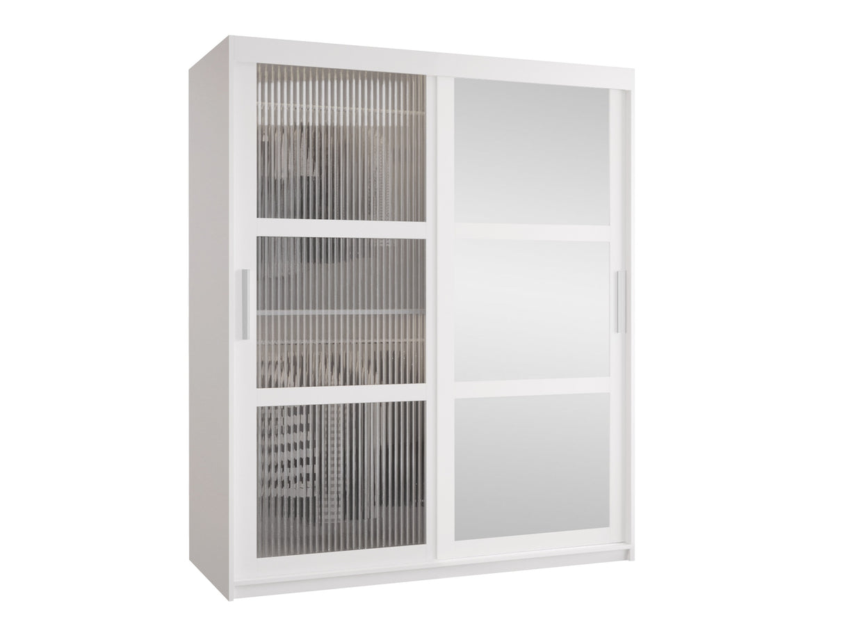 Gardróbszekrény Szafa 100 FLUTES 2, Szín: Fehér, Fiókok: Nem, Szélesség: 150 cm, Led világítás: Nem