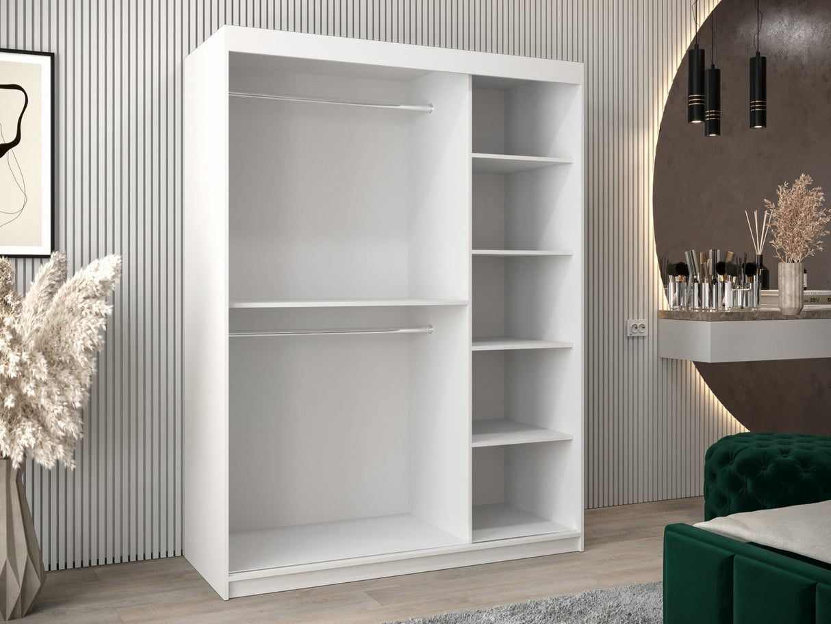 Gardróbszekrény Szafa 100 FLUTES 2, Szín: Fehér, Fiókok: Nem, Szélesség: 150 cm, Led világítás: Igen