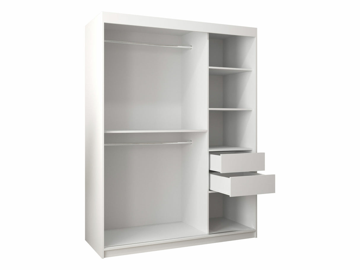 Gardróbszekrény Szafa 100 FLUTES 2, Szín: Fehér, Fiókok: Igen, Szélesség: 150 cm, Led világítás: Igen