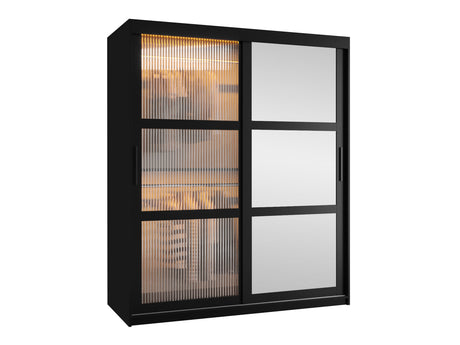 Gardróbszekrény Szafa 100 FLUTES 2, Szín: Fekete, Fiókok: Nem, Szélesség: 150 cm, Led világítás: Igen