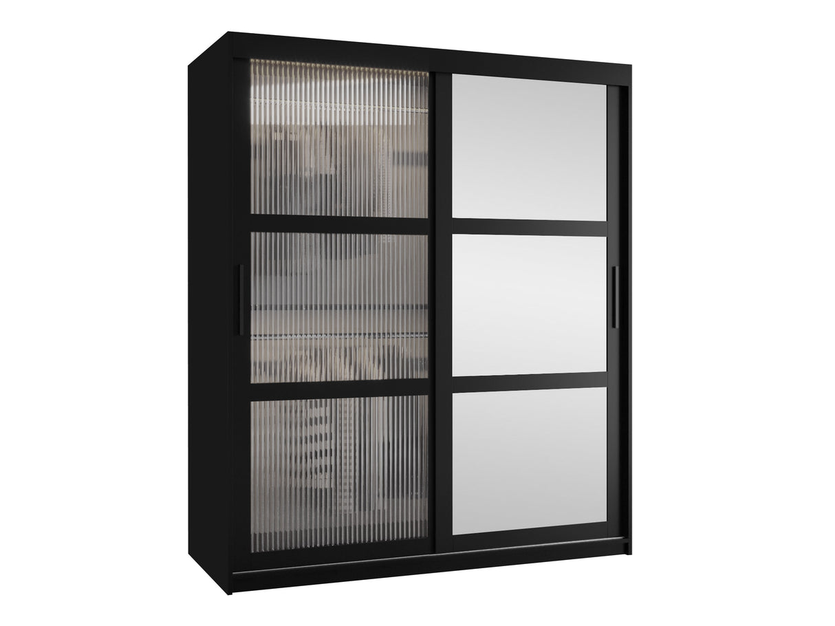 Gardróbszekrény Szafa 100 FLUTES 2, Szín: Fekete, Fiókok: Igen, Szélesség: 150 cm, Led világítás: Nem