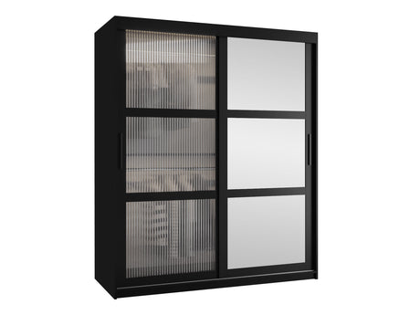 Gardróbszekrény Szafa 100 FLUTES 2, Szín: Fekete, Fiókok: Igen, Szélesség: 150 cm, Led világítás: Nem