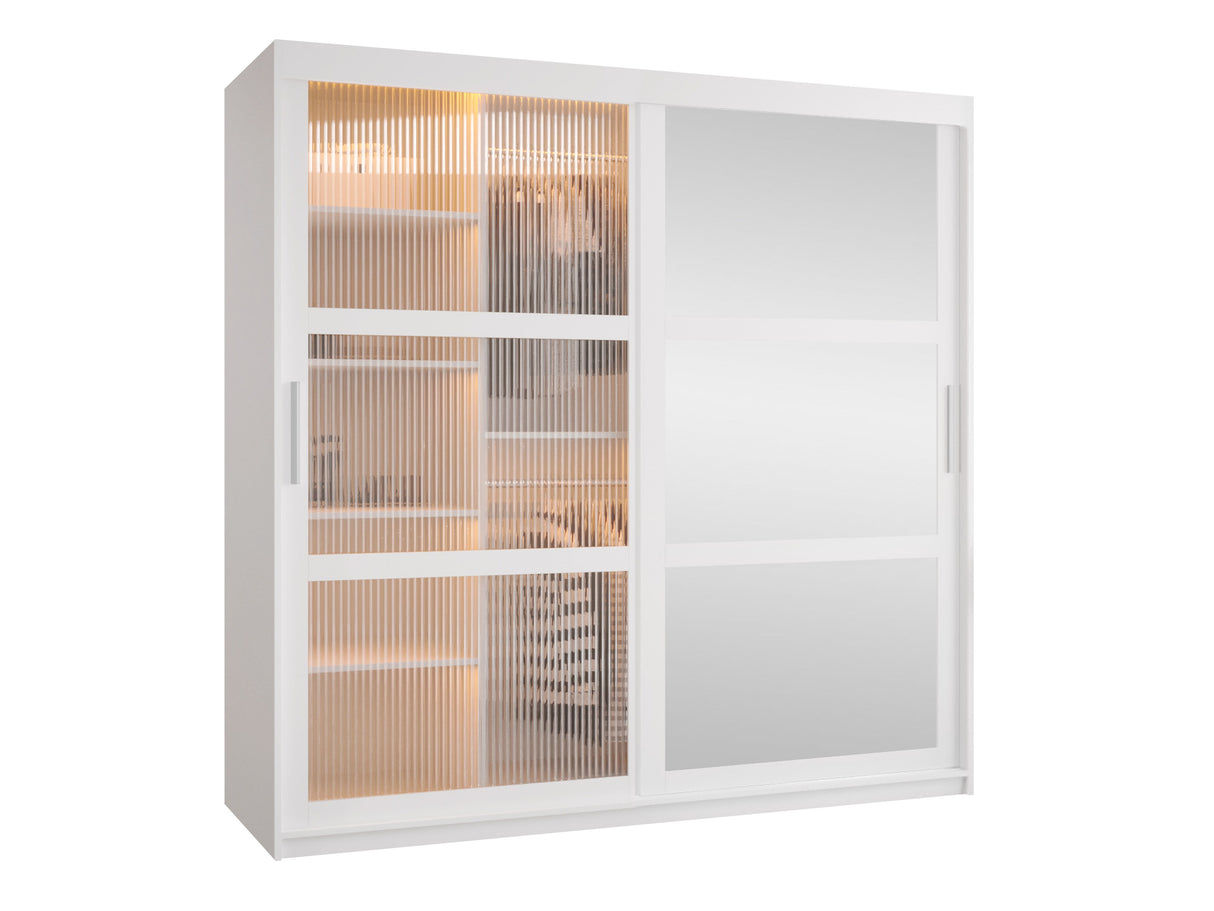 Gardróbszekrény Szafa 100 FLUTES 2, Szín: Fehér, Fiókok: Nem, Szélesség: 180 cm, Led világítás: Igen