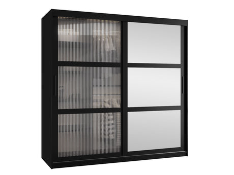 Gardróbszekrény Szafa 100 FLUTES 2, Szín: Fekete, Fiókok: Nem, Szélesség: 180 cm, Led világítás: Nem