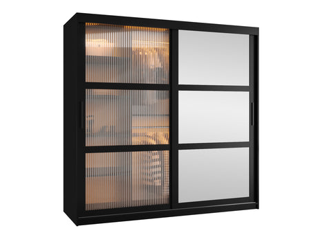 Gardróbszekrény Szafa 100 FLUTES 2, Szín: Fekete, Fiókok: Nem, Szélesség: 180 cm, Led világítás: Igen