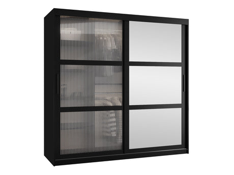 Gardróbszekrény Szafa 100 FLUTES 2, Szín: Fekete, Fiókok: Igen, Szélesség: 180 cm, Led világítás: Nem