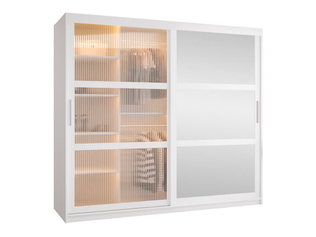 Gardróbszekrény Szafa 100 FLUTES 2, Szín: Fehér, Fiókok: Nem, Szélesség: 200 cm, Led világítás: Igen