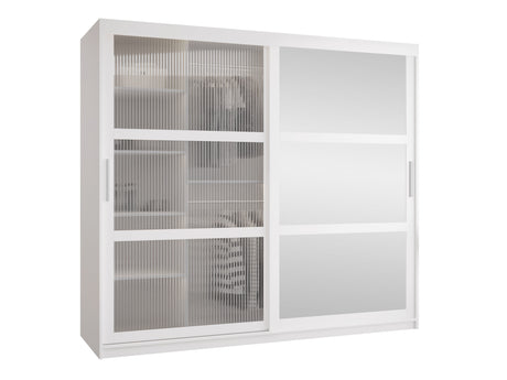 Gardróbszekrény Szafa 100 FLUTES 2, Szín: Fehér, Fiókok: Igen, Szélesség: 200 cm, Led világítás: Nem