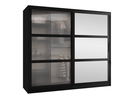 Gardróbszekrény Szafa 100 FLUTES 2, Szín: Fekete, Fiókok: Nem, Szélesség: 200 cm, Led világítás: Nem