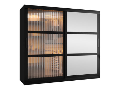 Gardróbszekrény Szafa 100 FLUTES 2, Szín: Fekete, Fiókok: Nem, Szélesség: 200 cm, Led világítás: Igen