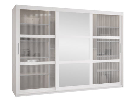 Gardróbszekrény Szafa 100 FLUTES 2, Szín: Fehér, Fiókok: Igen, Szélesség: 250 cm, Led világítás: Nem