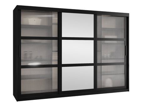 Gardróbszekrény Szafa 100 FLUTES 2, Szín: Fekete, Fiókok: Nem, Szélesség: 250 cm, Led világítás: Nem