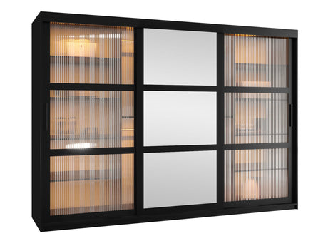 Gardróbszekrény Szafa 100 FLUTES 2, Szín: Fekete, Fiókok: Nem, Szélesség: 250 cm, Led világítás: Igen
