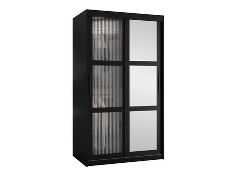 Gardróbszekrény Szafa 100 FLUTES 2, Szín: Fekete, Fiókok: Igen, Szélesség: 100 cm, Led világítás: Nem