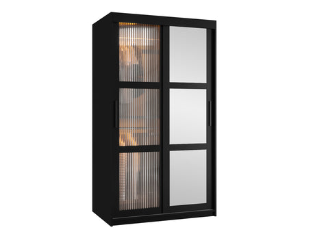 Gardróbszekrény Szafa 100 FLUTES 2, Szín: Fekete, Fiókok: Igen, Szélesség: 100 cm, Led világítás: Igen