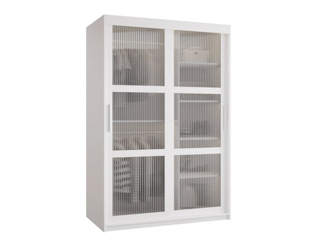 Gardróbszekrény Szafa 100 FLUTES, Szín: Fehér, Fiókok: Igen, Szélesség: 120 cm, Led világítás: Nem