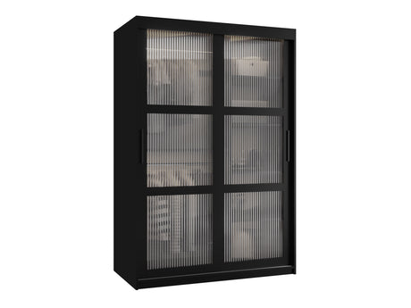 Gardróbszekrény Szafa 100 FLUTES, Szín: Fekete, Fiókok: Nem, Szélesség: 120 cm, Led világítás: Nem