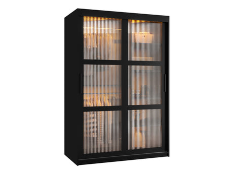 Gardróbszekrény Szafa 100 FLUTES, Szín: Fekete, Fiókok: Nem, Szélesség: 120 cm, Led világítás: Igen