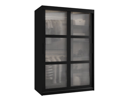 Gardróbszekrény Szafa 100 FLUTES, Szín: Fekete, Fiókok: Igen, Szélesség: 120 cm, Led világítás: Nem