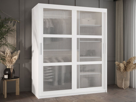 Gardróbszekrény Szafa 100 FLUTES, Szín: Fehér, Fiókok: Igen, Szélesség: 150 cm, Led világítás: Nem