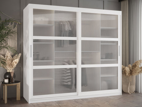 Gardróbszekrény Szafa 100 FLUTES, Szín: Fehér, Fiókok: Nem, Szélesség: 200 cm, Led világítás: Nem