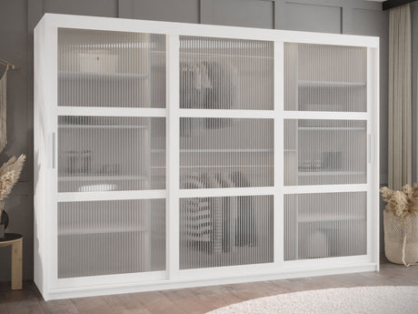 Gardróbszekrény Szafa 100 FLUTES, Szín: Fehér, Fiókok: Nem, Szélesség: 250 cm, Led világítás: Nem