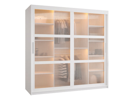 Gardróbszekrény Szafa 100 FLUTES, Szín: Fehér, Fiókok: Nem, Szélesség: 180 cm, Led világítás: Igen