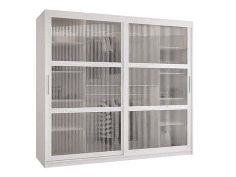 Gardróbszekrény Szafa 100 FLUTES, Szín: Fehér, Fiókok: Nem, Szélesség: 200 cm, Led világítás: Nem