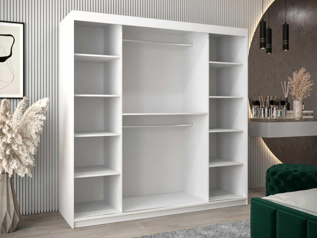 Gardróbszekrény Szafa 100 FLUTES, Szín: Fehér, Fiókok: Nem, Szélesség: 200 cm, Led világítás: Nem
