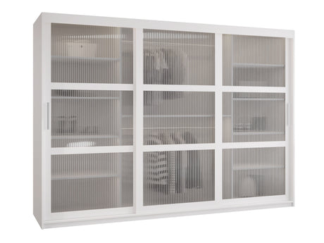 Gardróbszekrény Szafa 100 FLUTES, Szín: Fehér, Fiókok: Nem, Szélesség: 250 cm, Led világítás: Nem